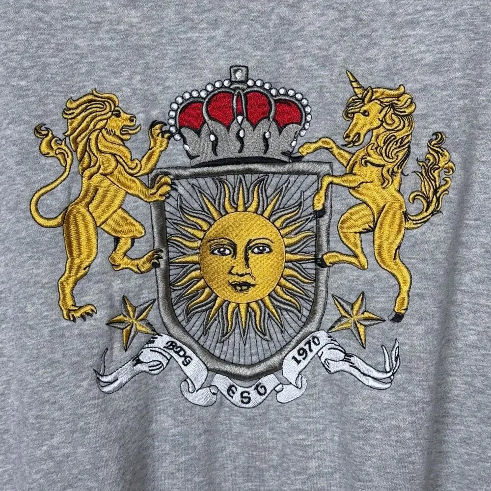 Urban Outfitters BDG Crest Unicorn Lion Pullover Sweatshirt XS Celestial Sun